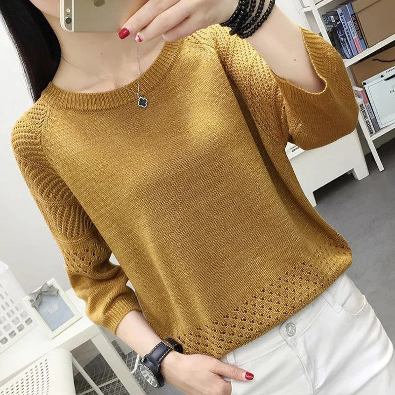 

2023 Autumn Sweater Women Knitted Winter O-Neck Solid Soft Knitwear Pullover Female Jumper Pull Clothes Pink A23