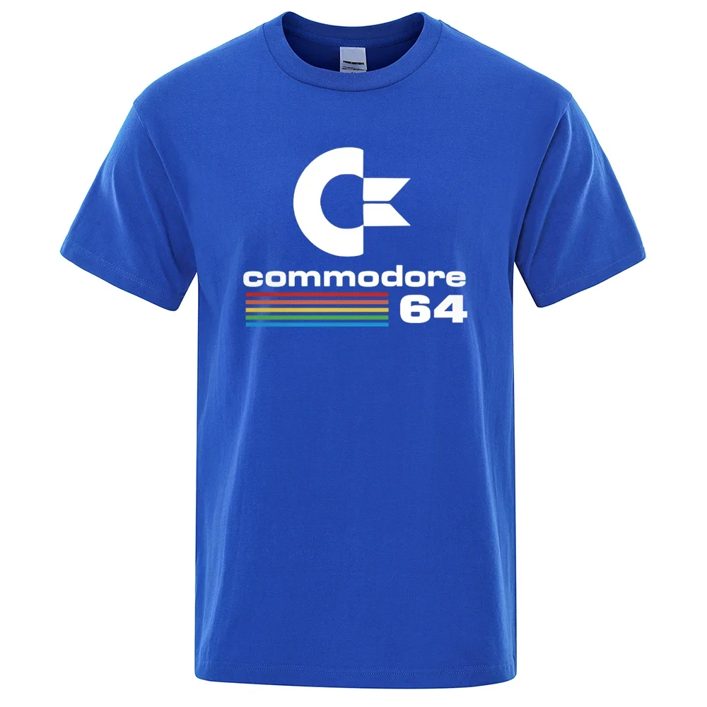 Фото Новая модель свободных мужских футболок Summer Commore 64 с принтом, футболка C64 SID Amiga в ретро-стиле, стильный дизайн, уличная футболка с коротким рукавом из хлопка. №3