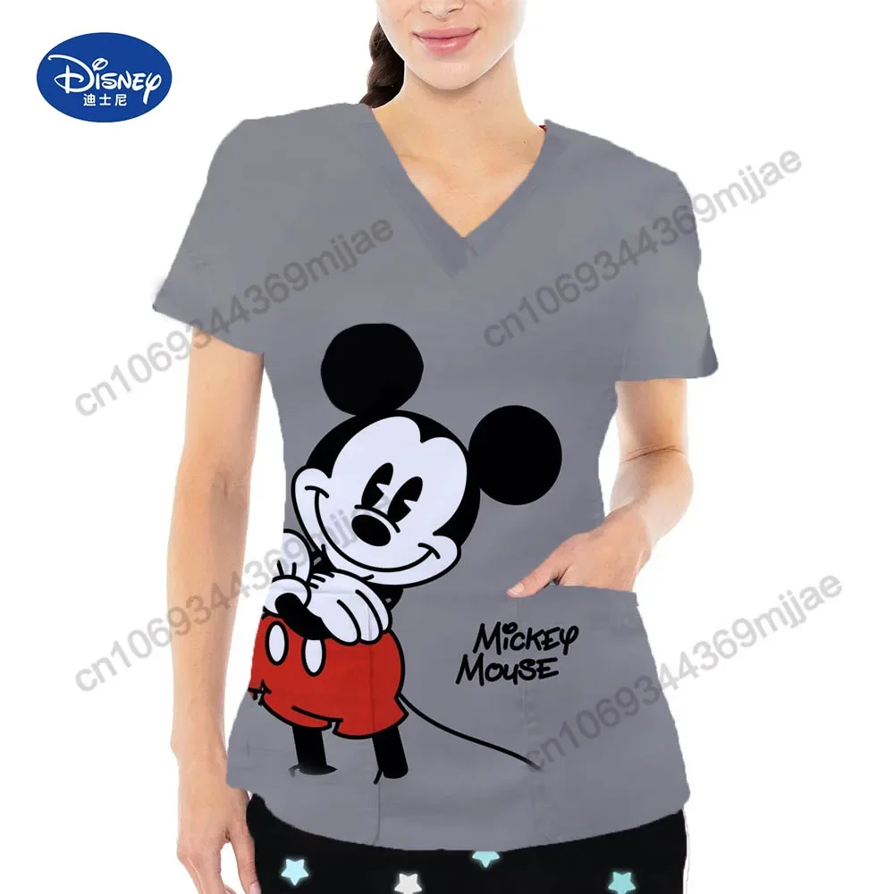 Женская футболка с коротким рукавом V-образным вырезом и карманом