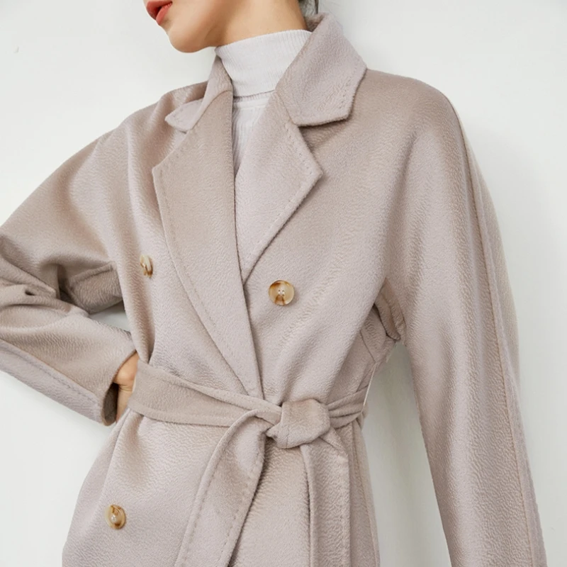 

Tcyeek Real Women's Wool Coat Women Jacket Double-sided Woollen Cashmere Coats Belted Trench Coat Female Casaco Feminino Sq855