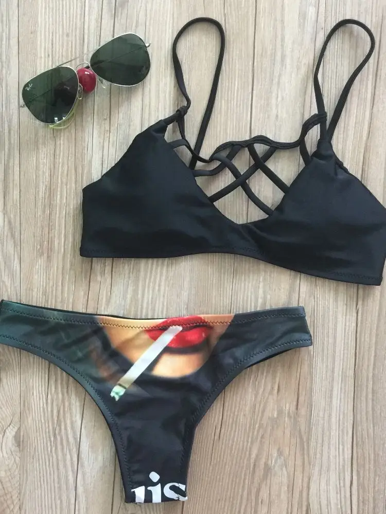 Фото 2018 Sexy Bikini Swimwear Women Push Up Swimsuit Bandage Bikini Set Brazilian Summer Beach Bathing Suits female Biquini Print №1