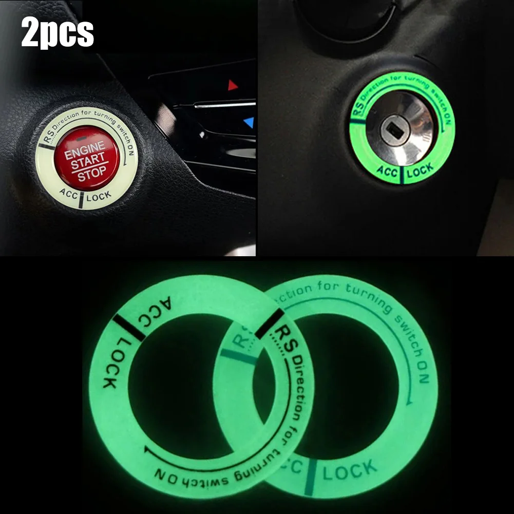 

2PCS Car Motorcycle Luminous Key Ring Hole Sticker Decal Ignition Switch Cover Easy To Key Switch Ignition Cover For Most Cars