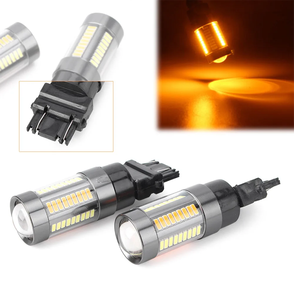 2X 12 В постоянного тока T25 3157 двухцветный переключатель 66SMD 4014 светодиодные лампы