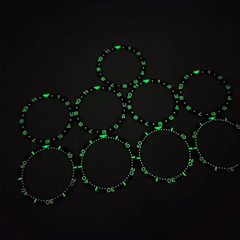 38x31.5mm C3 Green Luminous Ceramic Bezel Insert For Seiko SKX007 SKX009 Watch Case NH35 NH36 Men Case Replace Parts Ring