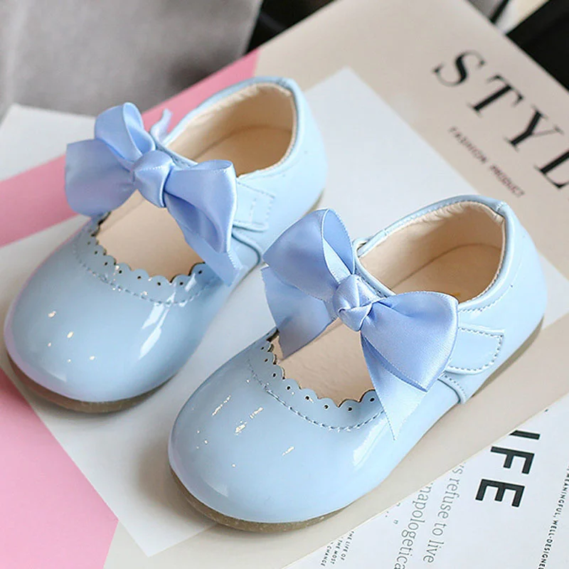 

Girls PU Leather Shoes Cute Bow Baby Shoes 2023 Spring Princess Children Flats Party Wedding Girls Catwalk Single Shoes CSH1309