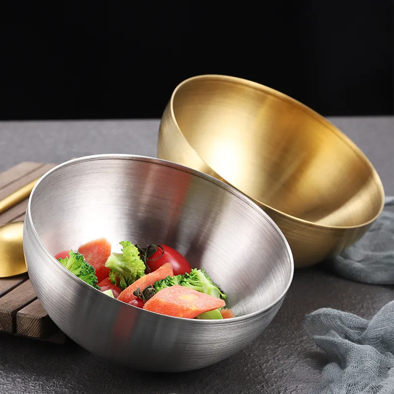 

Large Capacity Stainless Steel Metal Fruit Salad Bowls Soup Rice Noodle Ramen Bowl Kitchen Tableware Utensils Food Container