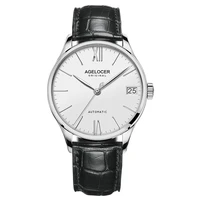 agelocer mens mechanical watches top brand luxury waterproof power reserve 80 hour date watch man leather wrist watch men clock