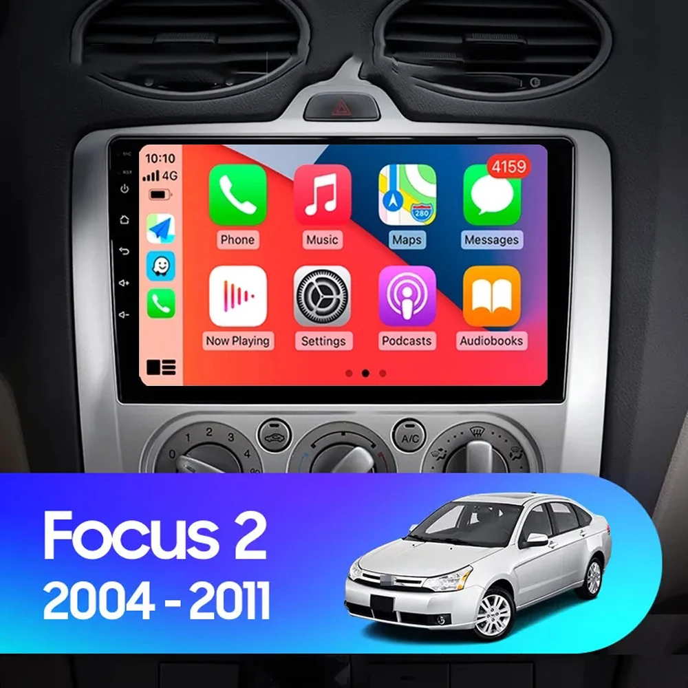 Авторадио Android 14 Carplay для Ford Focus 2 3 Mk2 Mk3 2004 2005-2011 navigazione GPS lettore мультимедиа WiFi + 4G