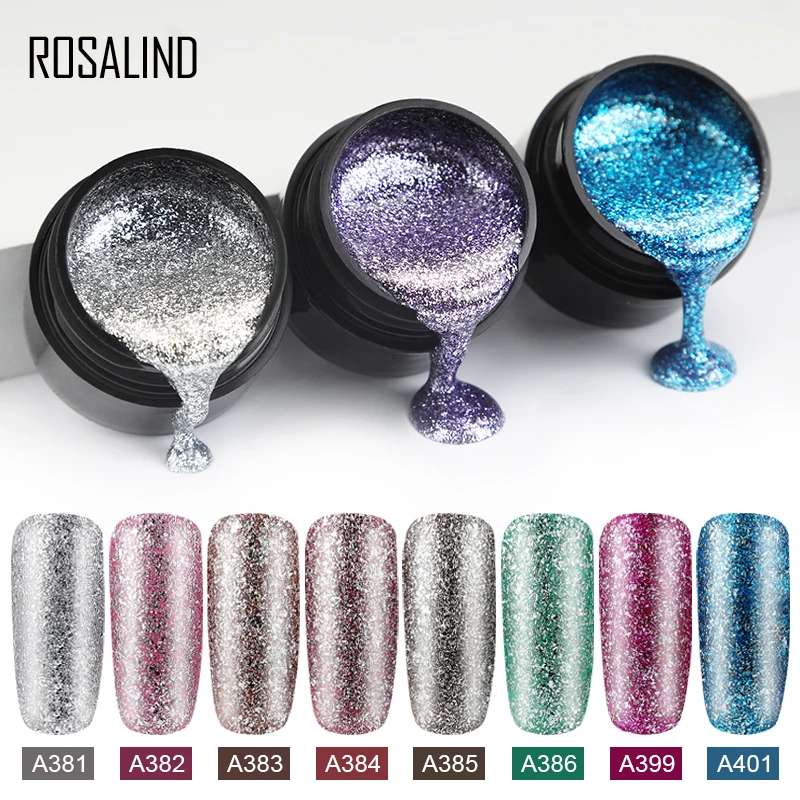 Гель-лак для ногтей ROSALIND 5 мл блестящие Платиновые гибридные лаки зеркального