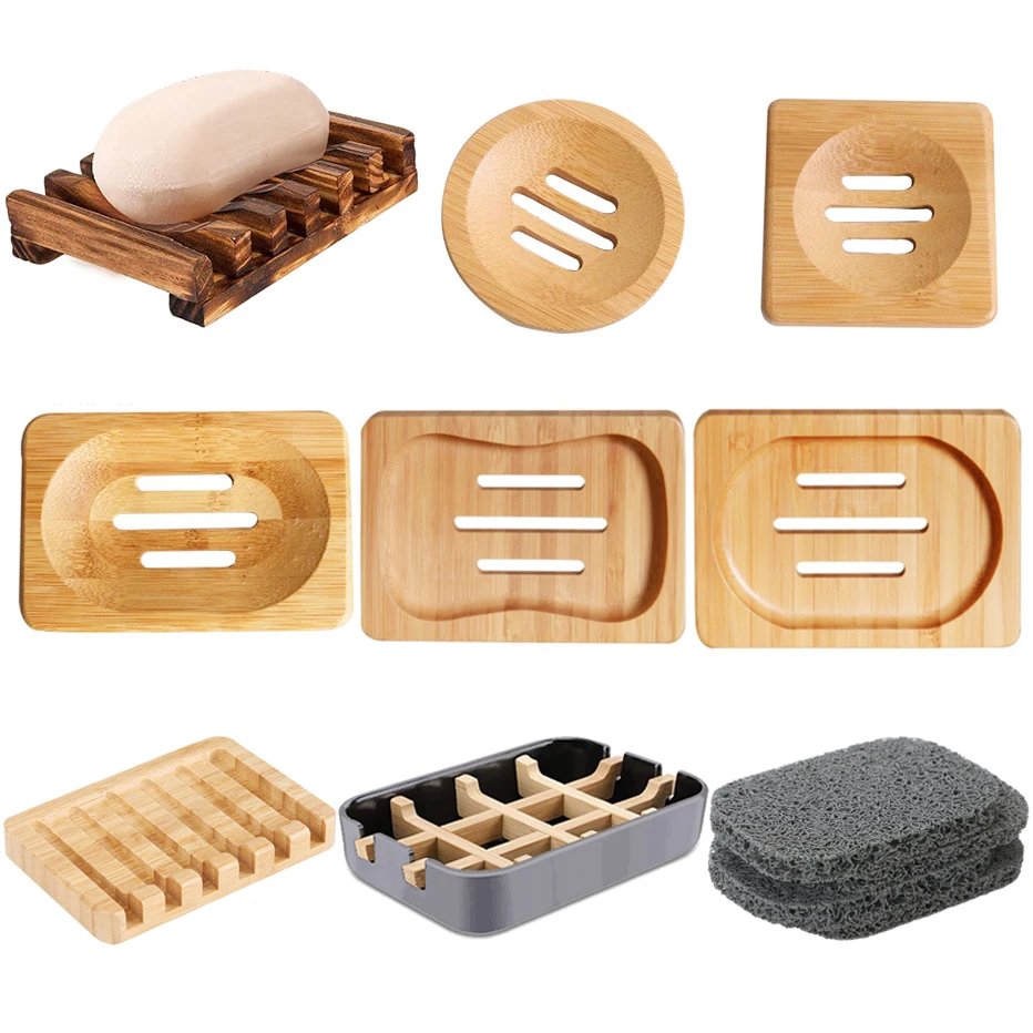 

Soap Box Natural Bamboo Bath Soap Dishes Holder Wooden Bamboo Case Tray Prevent Mildew Drain Box Bathroom Washroom Tools