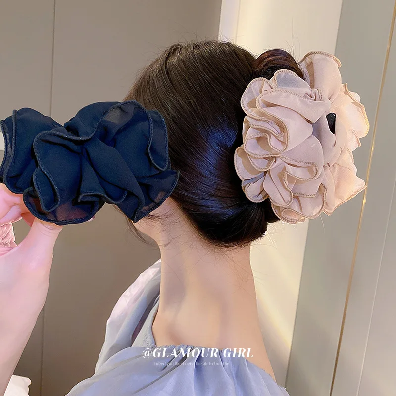 

French New Mesh Flower Hairpin Summer High End Twisted Hair Shark Clip Fashionable Accessories Female