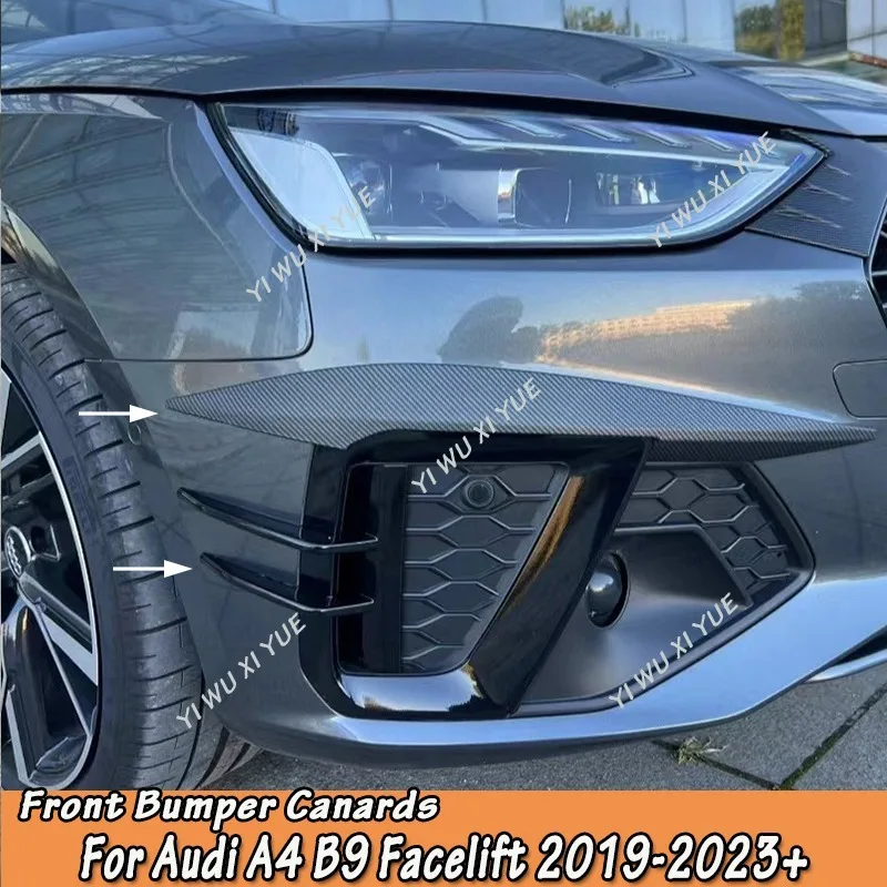 

For Audi A4 B9 Facelift 2019-2023+ TDI Sedan/Avant TFSI Car Front Bumper Canards Eyebrows Eyelids Spoiler Splitter Trim Sticker