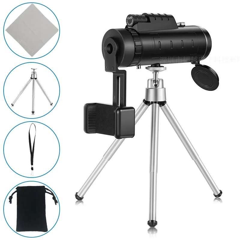 

High Power HD Monocular with Smartphone Holder Tripod for Adults, Waterproof, Night Vision, Durable Monocular Telescope, 40x60