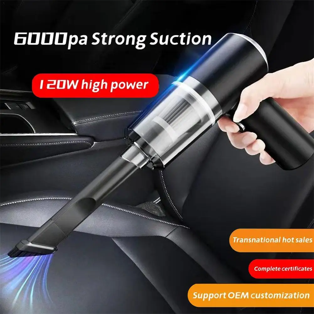 

6000pa Car Vacuum Cleaner 2in1 Air Blower Strong Suction Portable Cordless Vacuum Handheld Auto Vacuum Cleaner Home Applicance