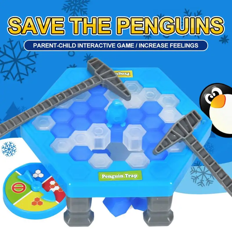 

Mini Penguin Desktop Ice Breaking Game Frog Knock Knock Block Toy Puzzle Assemble Building Blocks Parent-Child Interactive Toys