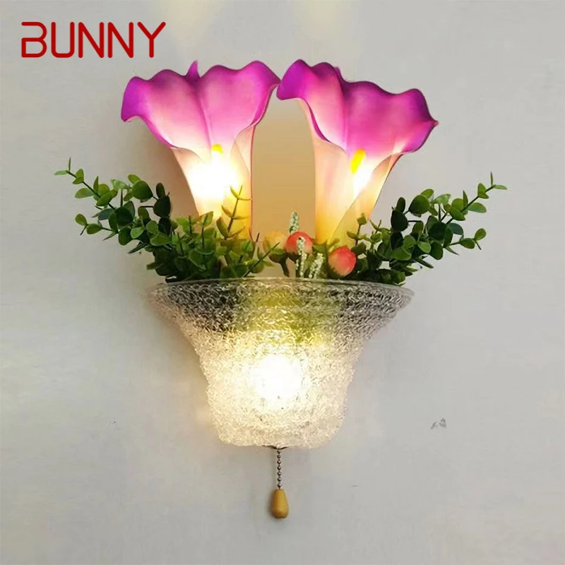

BUNNY Contemporary Flower wall Lamps Romantic Pastoral Decorative For Living Room Corridor Bed Room Decoration Light