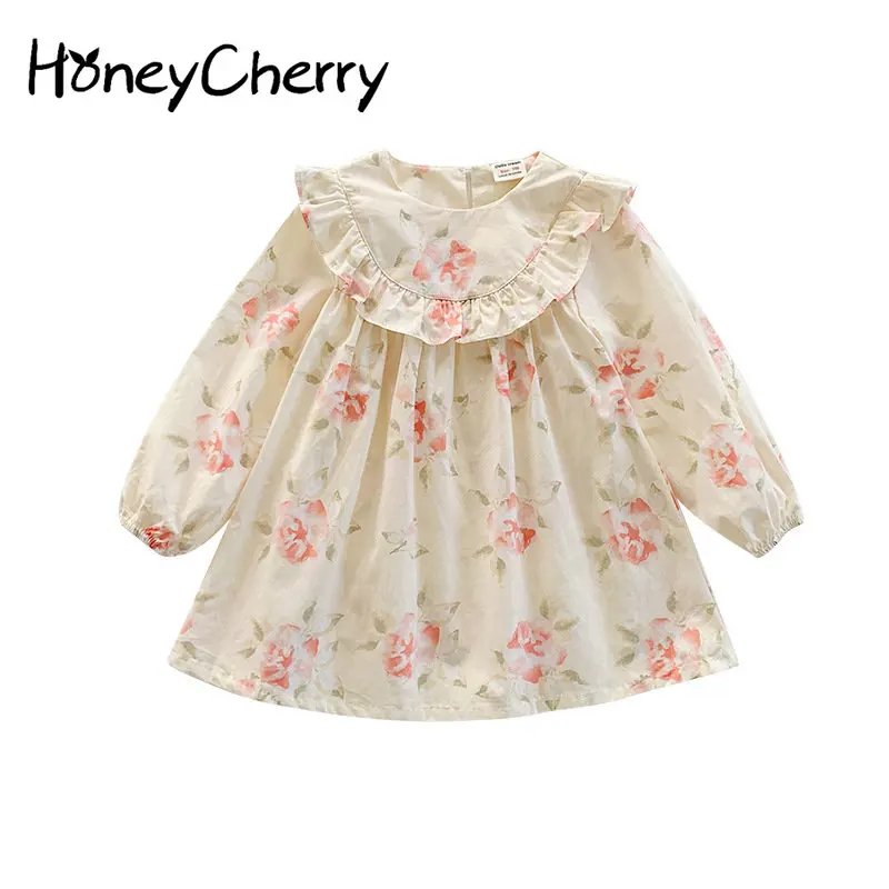 

HoneyCherry Girl's Spring Floral Ruffle Dress Sweet and Cool Printed Princess Dress Flower Girl Dresses