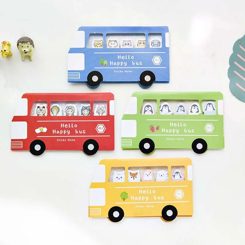

2pcs Bus Memo Pad Sticky Notes Plan Message Writing Memo Pads School Office Supply DIY Album Decor Cute School Supplies