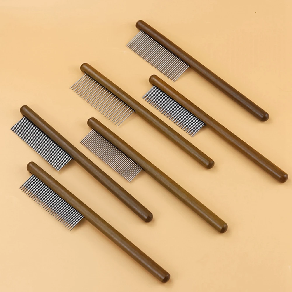 

Pet Row Comb Cat Dog Hair Comb Solid Wood Comb Pet Hair Removal Flea Comb Dog Safe Dematting Deshedding Brush Pet Product