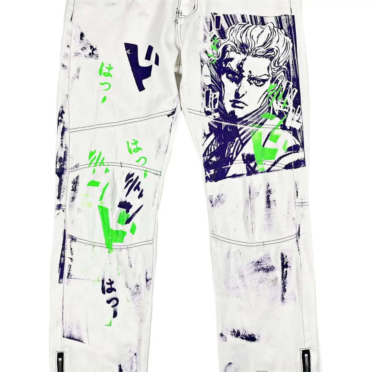 Men's Spring And Autumn New Hot Selling Street Japanese  Korean Tide Brand Comics Graffiti Punk Chain Trousers Straight Jeans