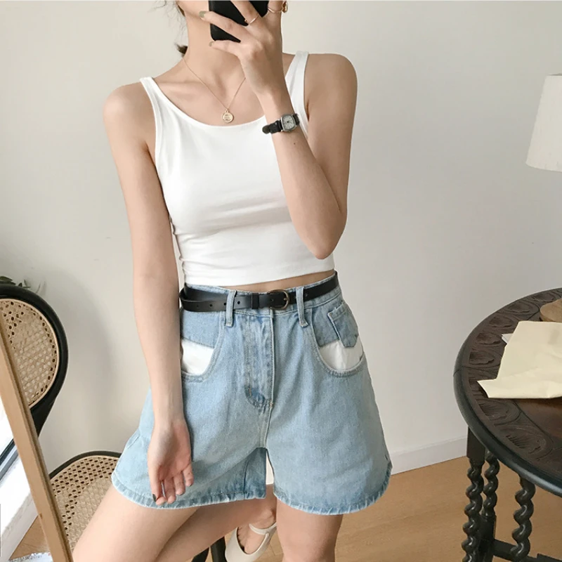 

New Sexy Tank Top U Neck Halter Crop Tops Women Summer Solid Camis Backless Camisole Casual Tube Female Sleeveless Cropped Vest