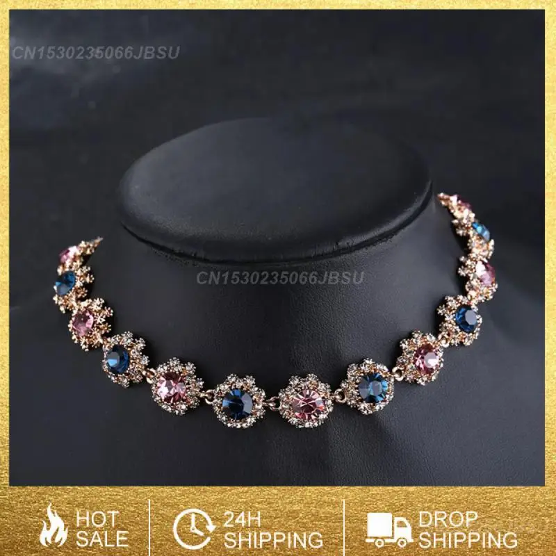 

Универсальное хрустальное ожерелье до ключиц в стиле ретро инкрустированное цирконием пандентное массивное характерное декоративное Женское Ожерелье