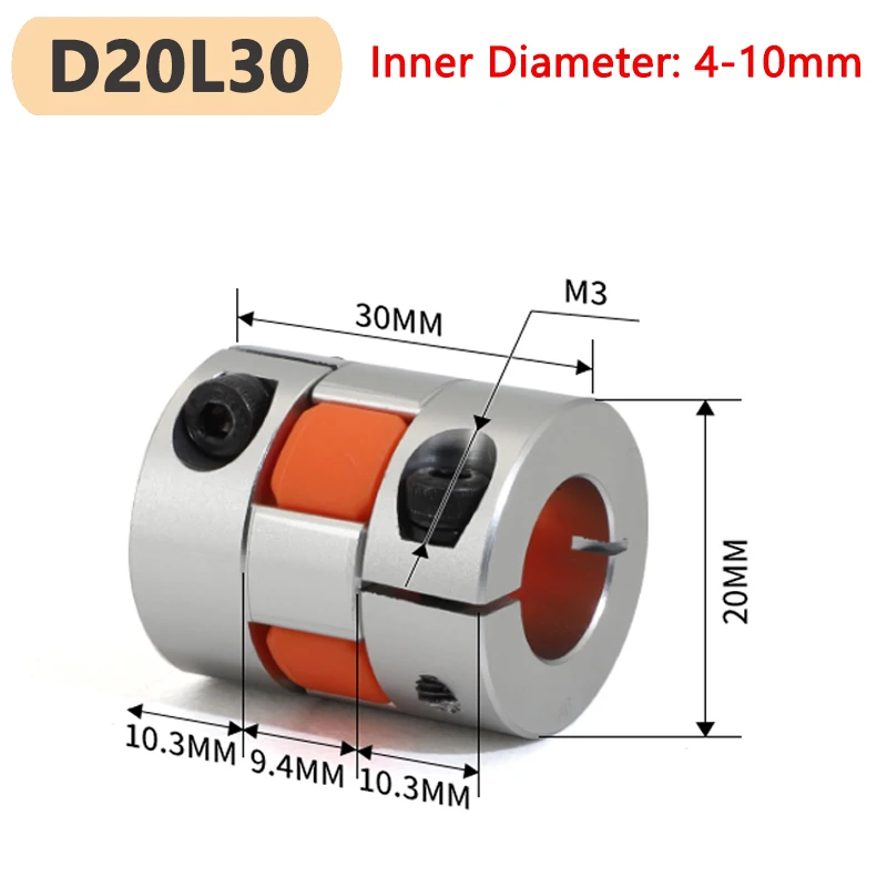 

1pc Four Jaws D20L30 Coupler Aluminium Plum Flexible Shaft Coupling Motor Connector CNC Elastic Couplings D20 L30 Bore 4-10mm