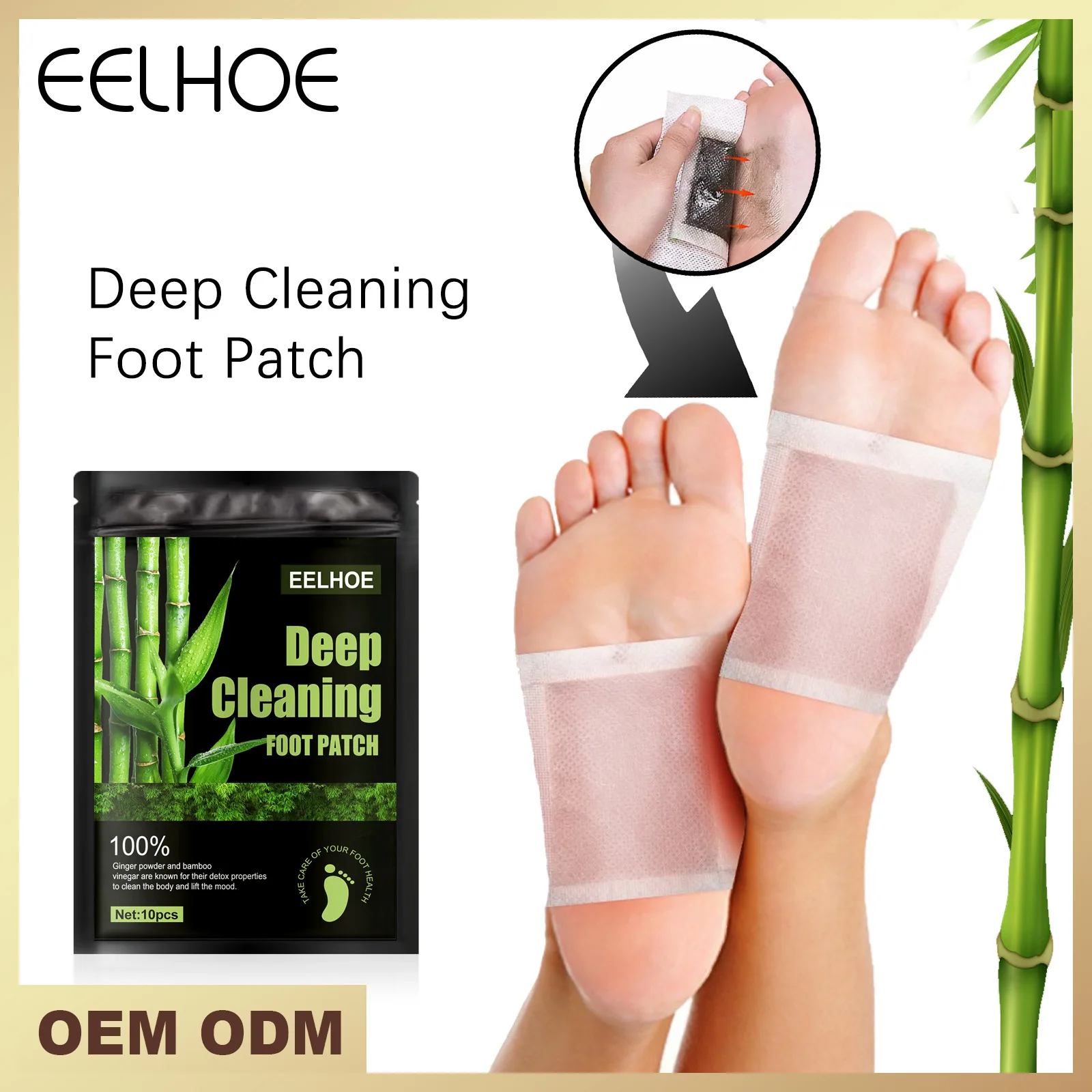 

Natural Detox Foot Patch Stress Relief Deep Sleep Bamboo Vinegar Ginger Feet Treatment Body Toxins Cleansing Herbal Foot Patch