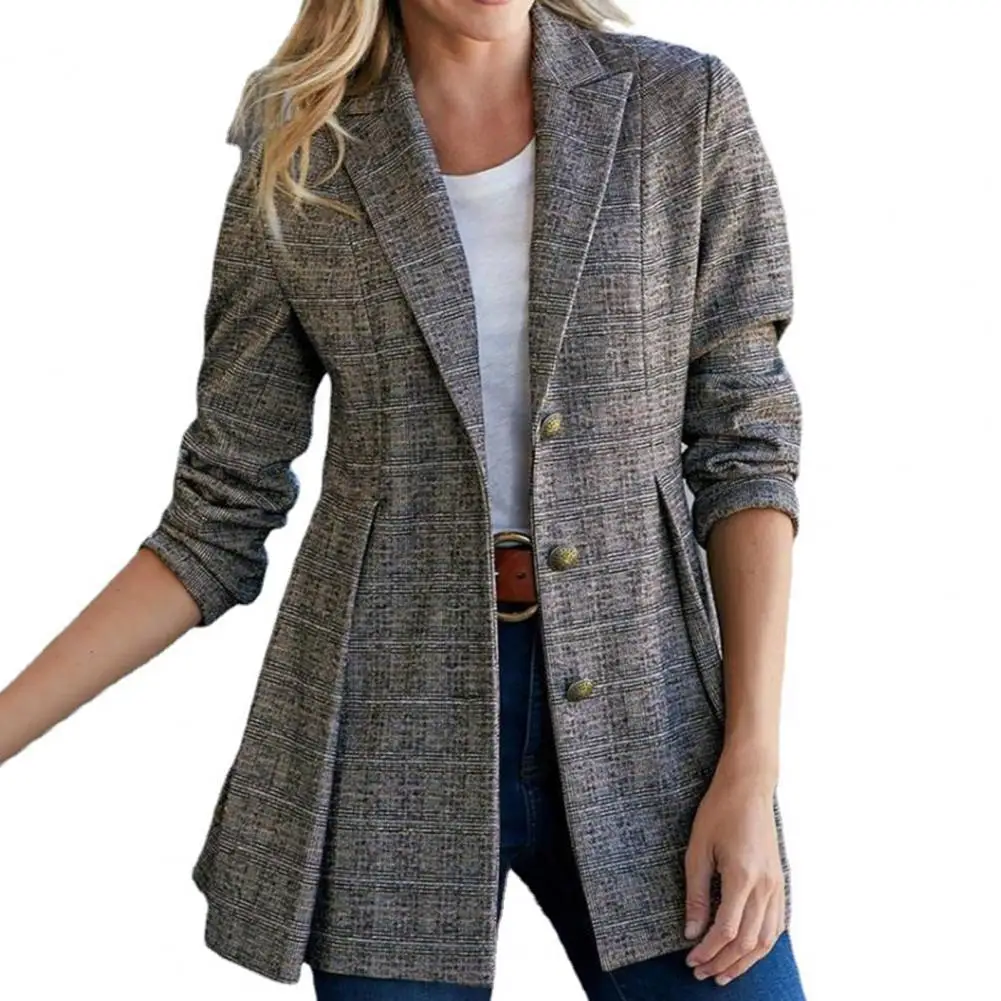 

Ladies Long Sleeve Spring Casual Blazer 2022New Fashion Business Plaid Suits Women Work Office Blazer Women Coats Woman Jacket
