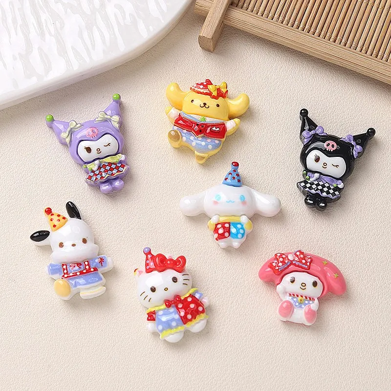 Фото 100 шт. милых кабошонов Sanrio Kuromi Melody из смолы с плоским основанием для DIY-аксессуаров: чехлов для телефонов, серег, поделок, декора для скрапбукинга №1