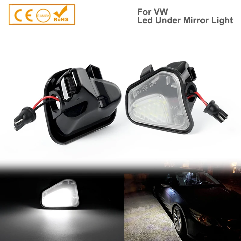 

2PCS For VW Passat B7 CC Scirocco Jetta MK6 EOS Beetle R LED Side Rearview Mirror Floor Ground Lamp Puddle Welcome Light Bulbs
