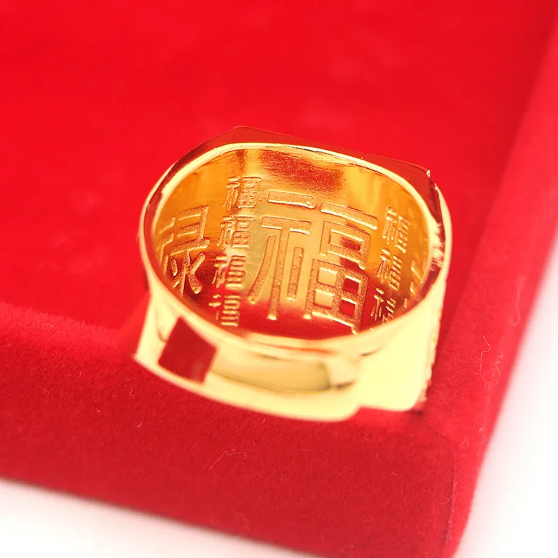 Фото Золотое кольцо для мужчин из настоящего золота 9999 пробы (24K) в стиле Gold Shop, модель Grand Exhibition Boss Style, изысканное, модное, роскошное ювелирное изделие №4