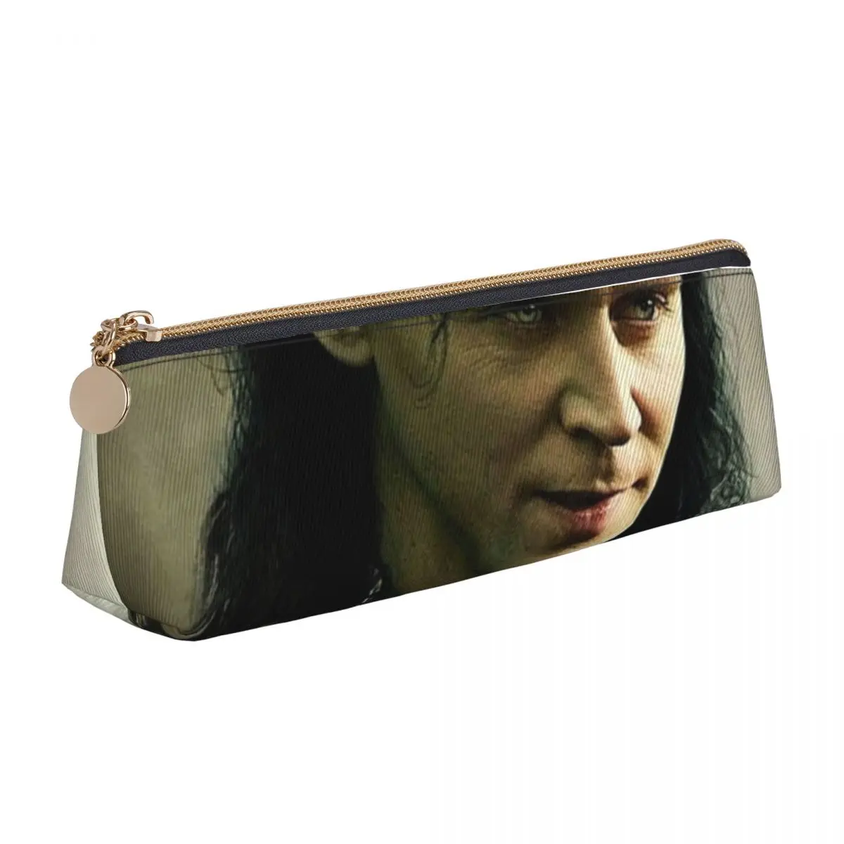 

Tom Hiddleston Triangle Pencil Case Movie Figure Retro Zipper Pencil Box Teens Stationery Leather Pen Bag