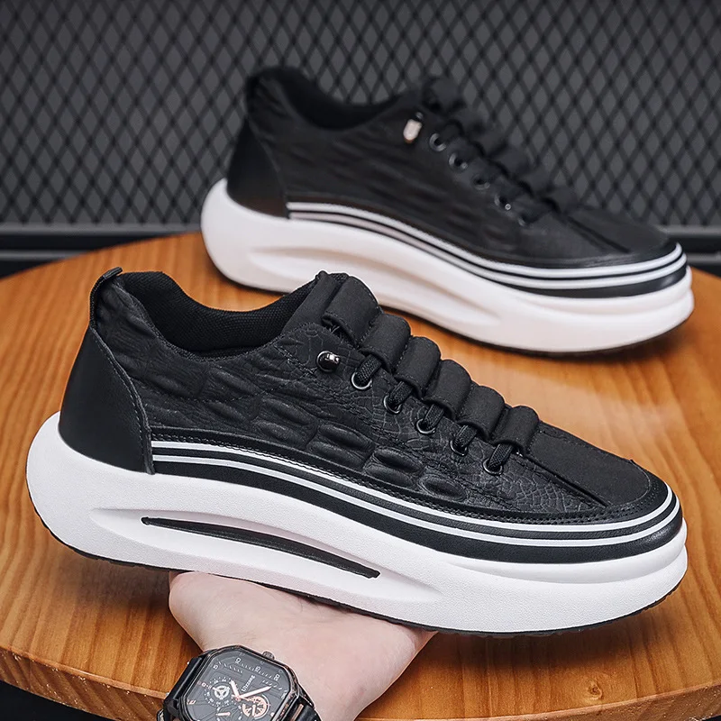 

Crocodile Pattern Men Shoes Platform Loafers Summer Breathable Slip on Men Casual Sneakers Vulcanized Walking Zapatillas Hombre