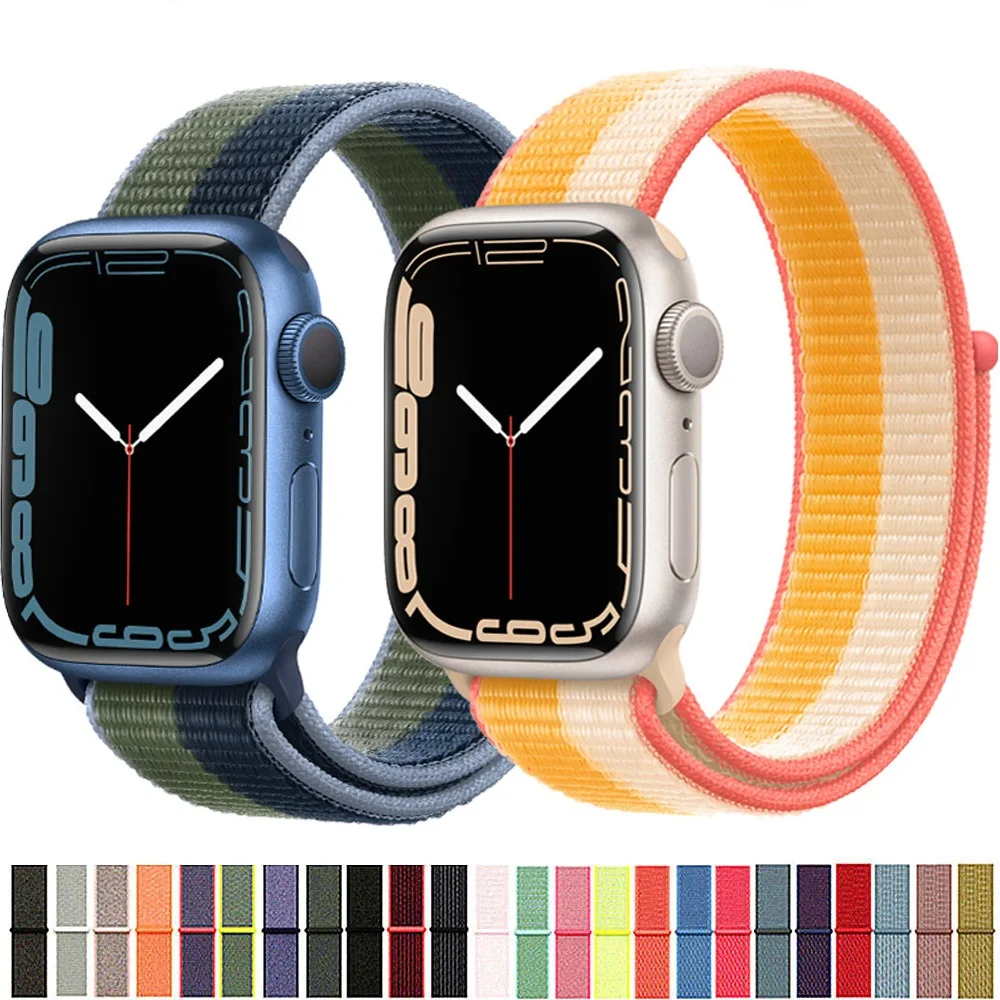 

Ремешок нейлоновый для apple watch band, браслет для iWatch Series 3 5 6 se 7, 45 мм 44 мм 40 мм 41 мм 38 мм 42 мм 44 мм