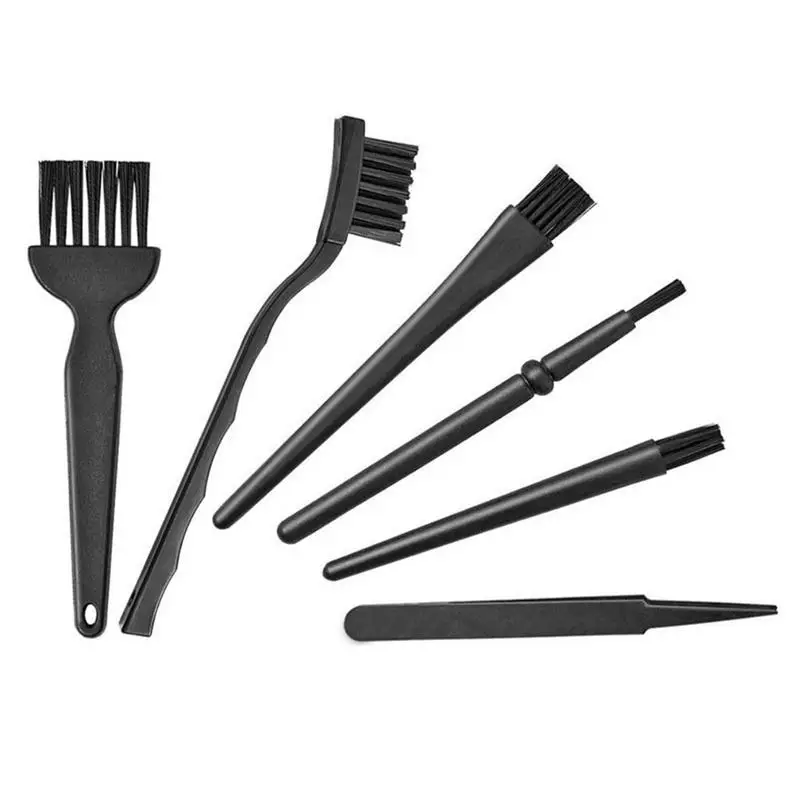 

6 In 1 Black Antistatic Brush Portable Handle Nylon Anti Static Brush Cleaning Keyboard Brush Kit Cleaning Tool
