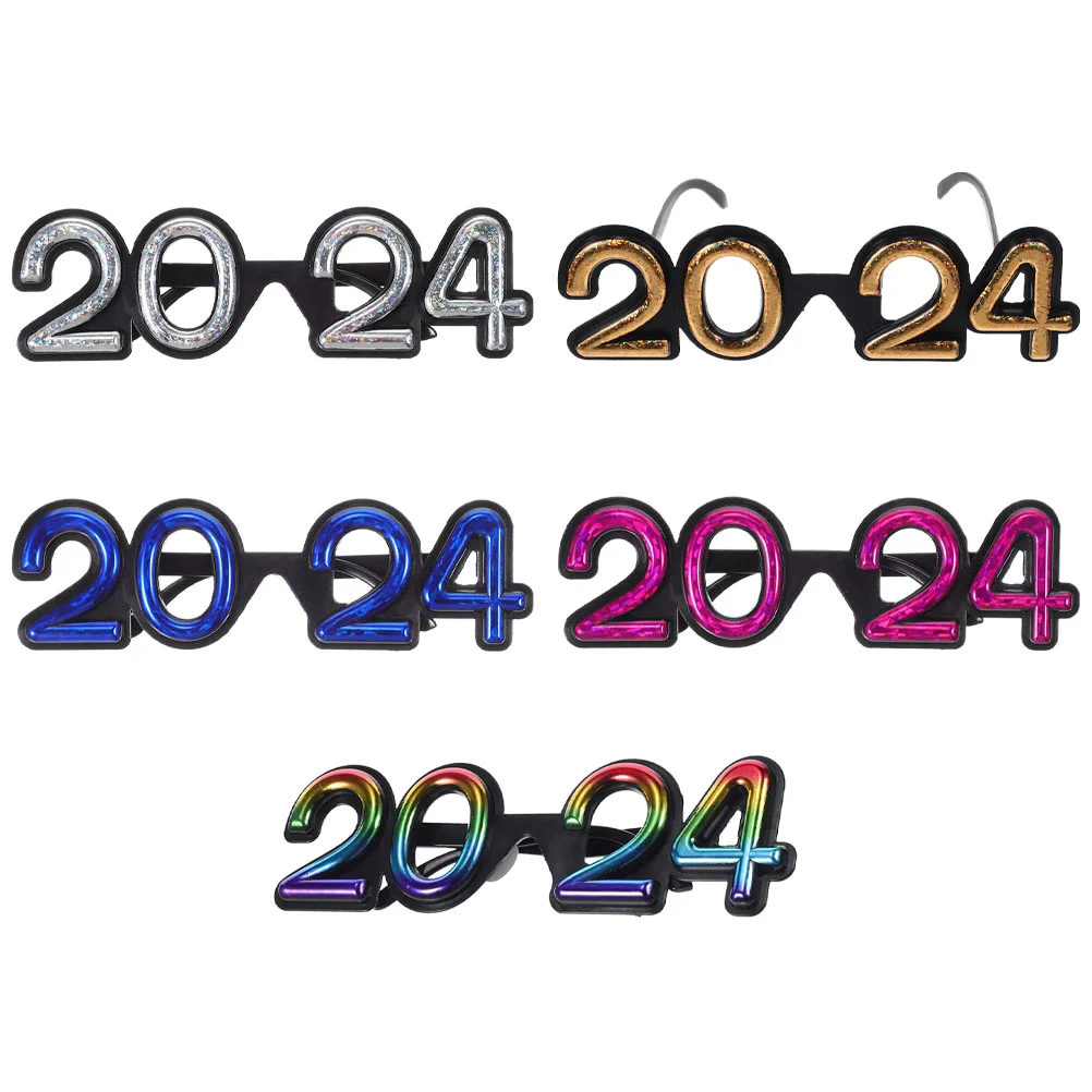 

5 Pcs Party Supplies New Year Eyeglass Props Glasses Colored Graduation Eyewear Eyeglasses Use 2024 Funny
