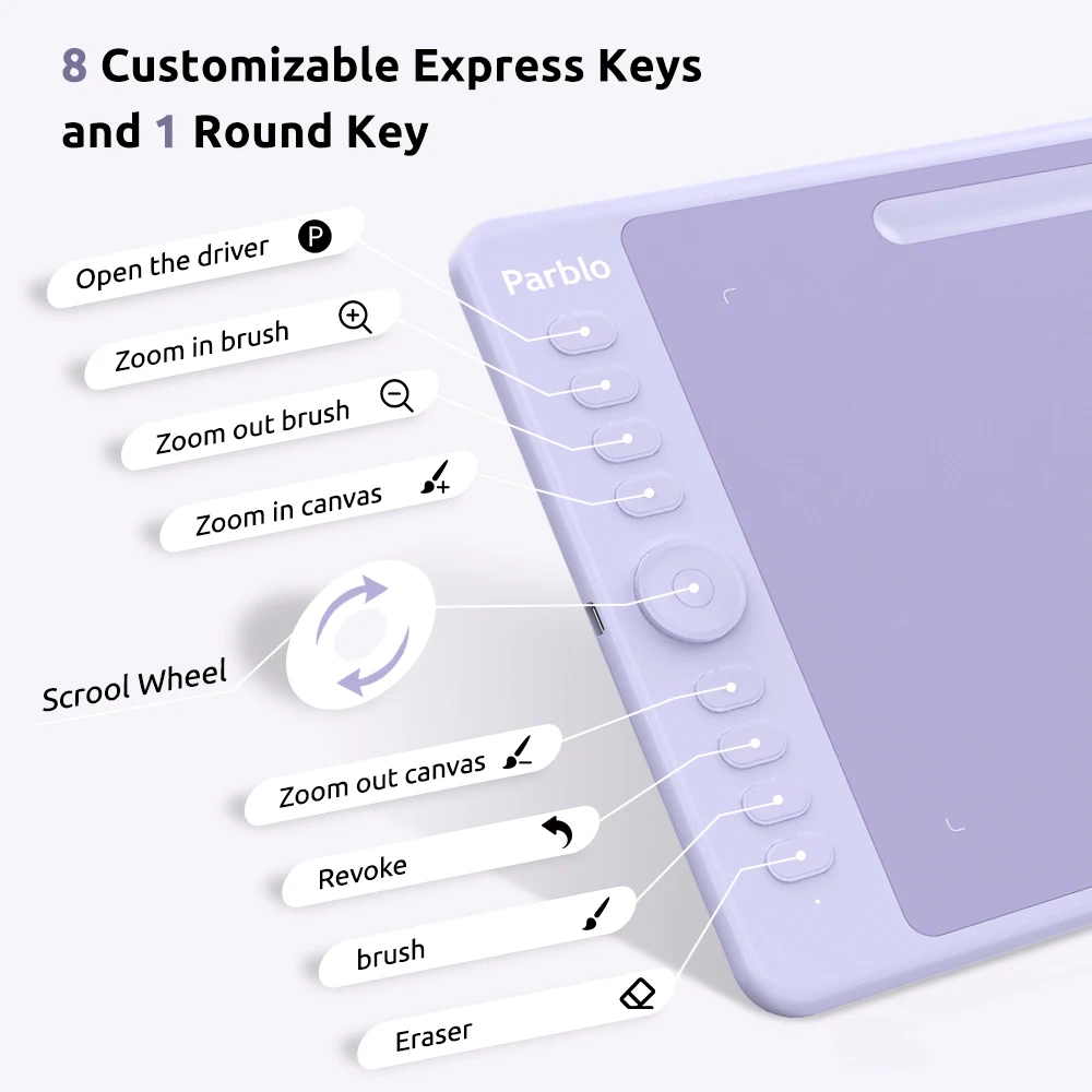 Цифровой графический планшет Parblo Intangbo S/M для рисования с функцией наклона и