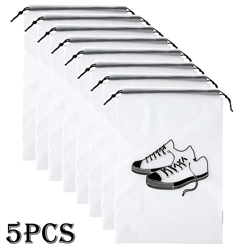 

1/5PCS Household Shoe Storage Bag Waterproof Portable Travel Reusable Sealed Frosted Dust-proof Transparent Bag Shoes Organizers