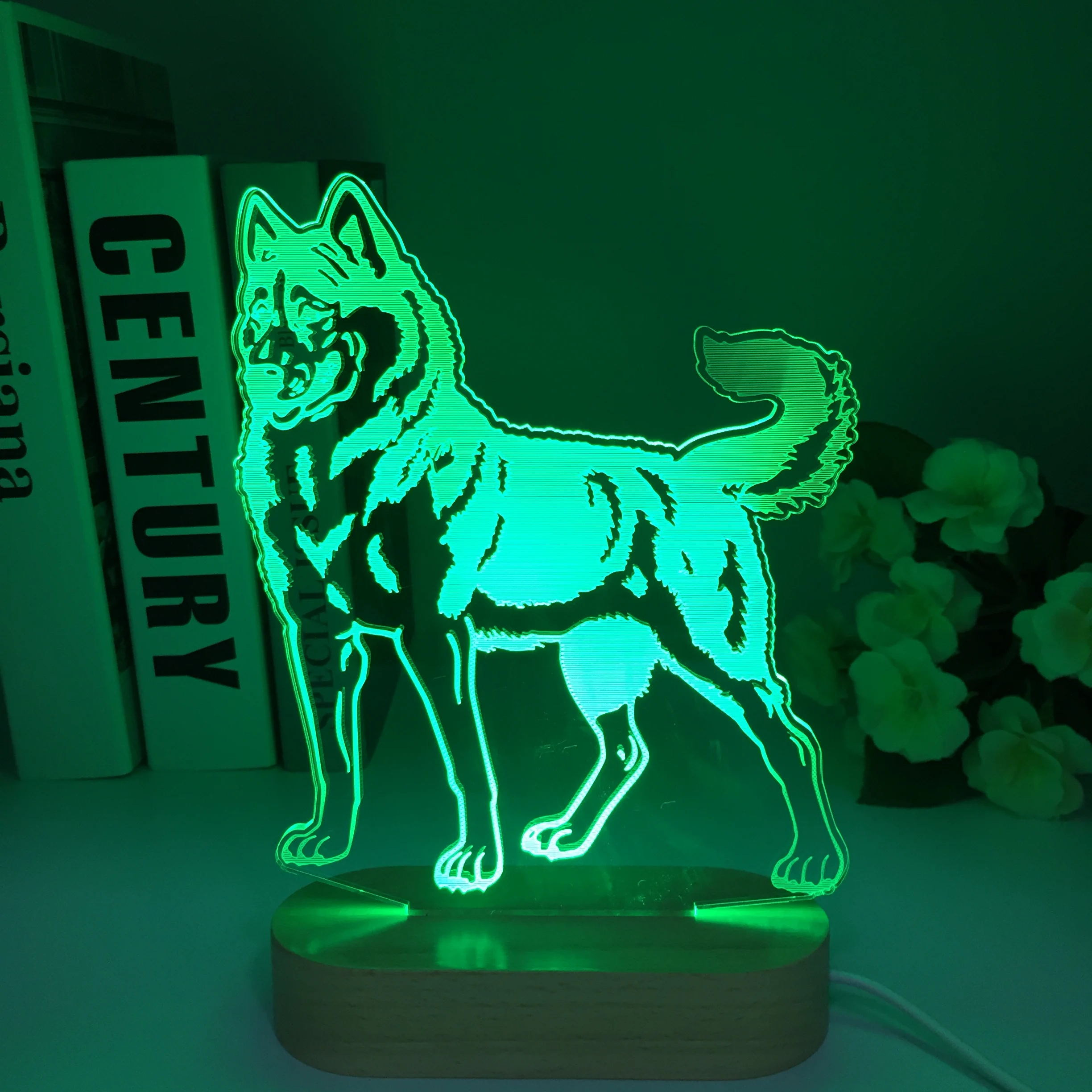 

Remote Doberman Husky Dog 3D Led Wooden Lamp Solid Wood Hollow Carving Decorative Arylic Night Light for Kids Gift Home Decor