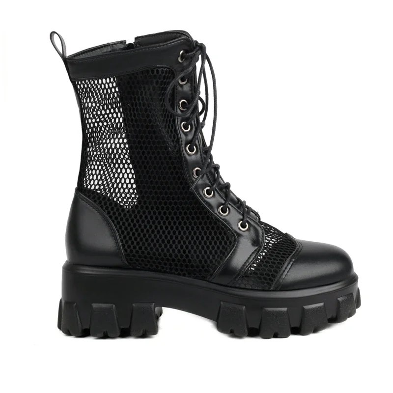 Ботильоны женские на платформе готические полусапожки толстой подошве со