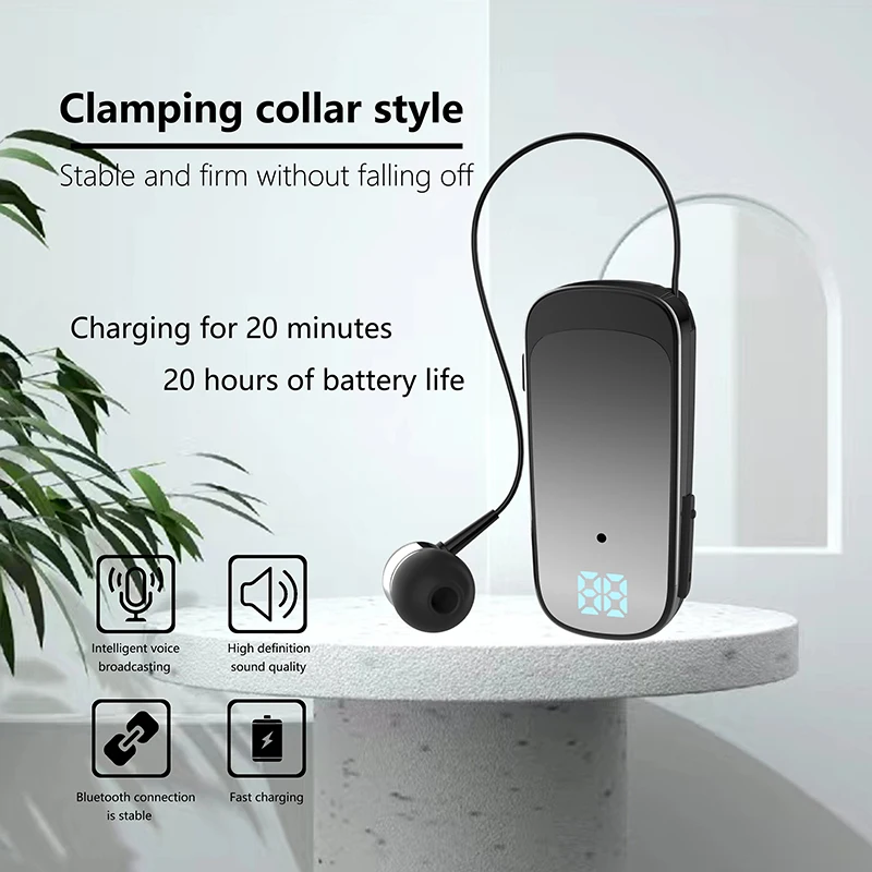 Беспроводная деловая Bluetooth-гарнитура K65 BT5.0, спортивный драйвер, наушники с зажимом, стереонаушники с вибрацией, дисплей уровня батареи (art.: 3920c254be6da) - 3920c254be6da