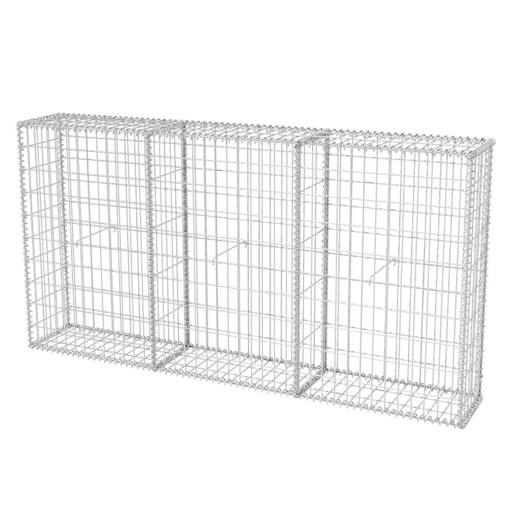 

Gabion Basket, Galvanised Steel Outdoor Privacy Screen, Garden Decoration 200x30x100 cm