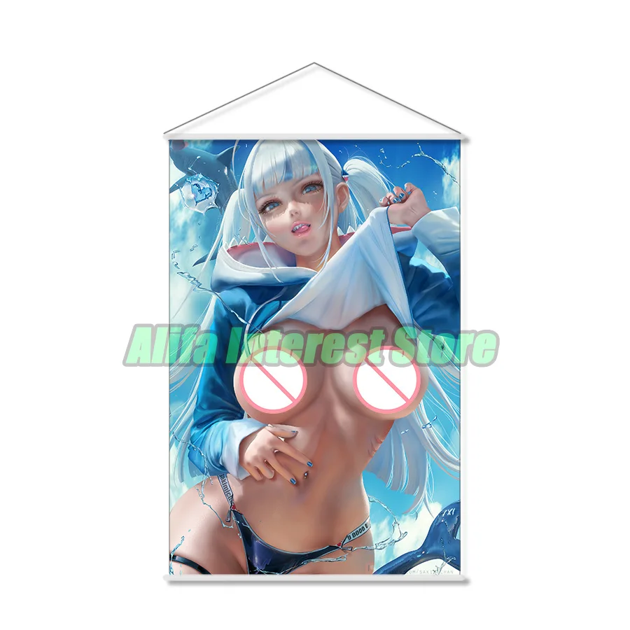Сексуальный Gawr Gura Hololive EN аниме настенный свиток висячий постер домашний декор
