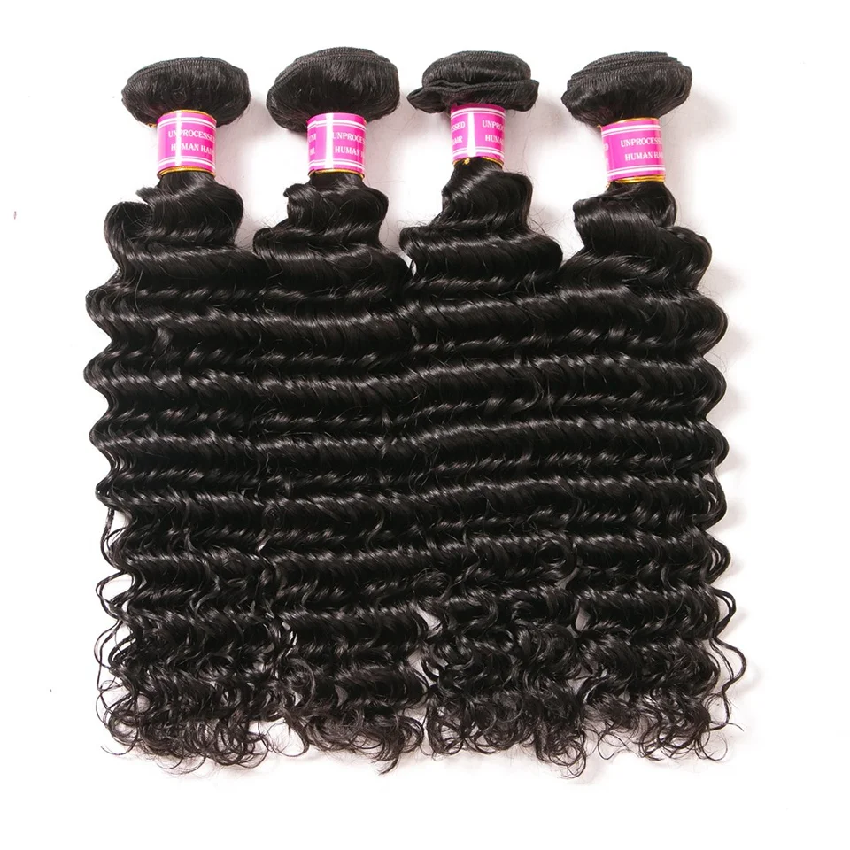 Mongolian Human Hair Bundles Natural Color Free Shipping 4 Bundles Hair Extension Remy Hair Deep Wave Hair Weave Bundles