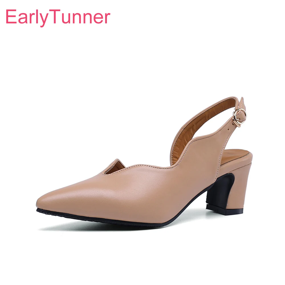 

Summer Brand New Elegant Apricot Black Women Nude Sandals 2 Inch Heels Lady Shoes ES924 Plus Big Small Size 10 28 43 46