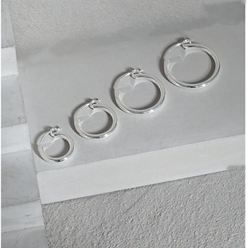 

Минималистский 100% 925 Стерлинговое Серебро Круглый Серьги в виде колец, туфли с низкой посадкой на толстой подошве женские подарки на день ро...