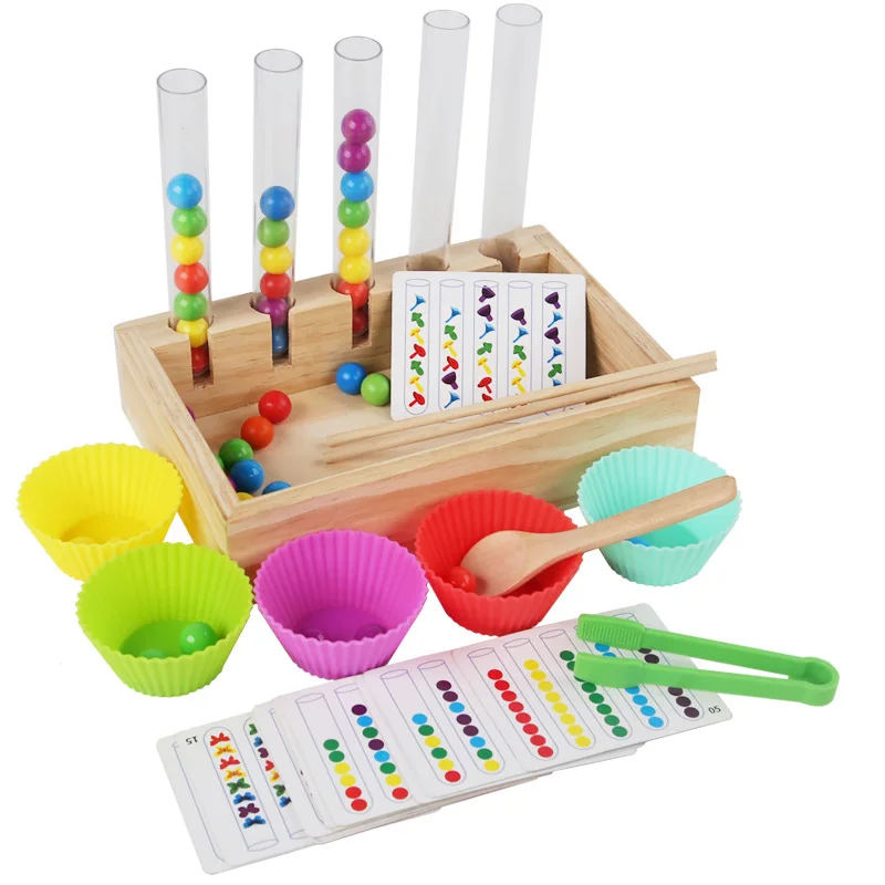 

Test Tube Clip Beads Montessori Toys Color Matching Fine Motor Skill Early Education Board Game Teaching Aid Children's Day Gift