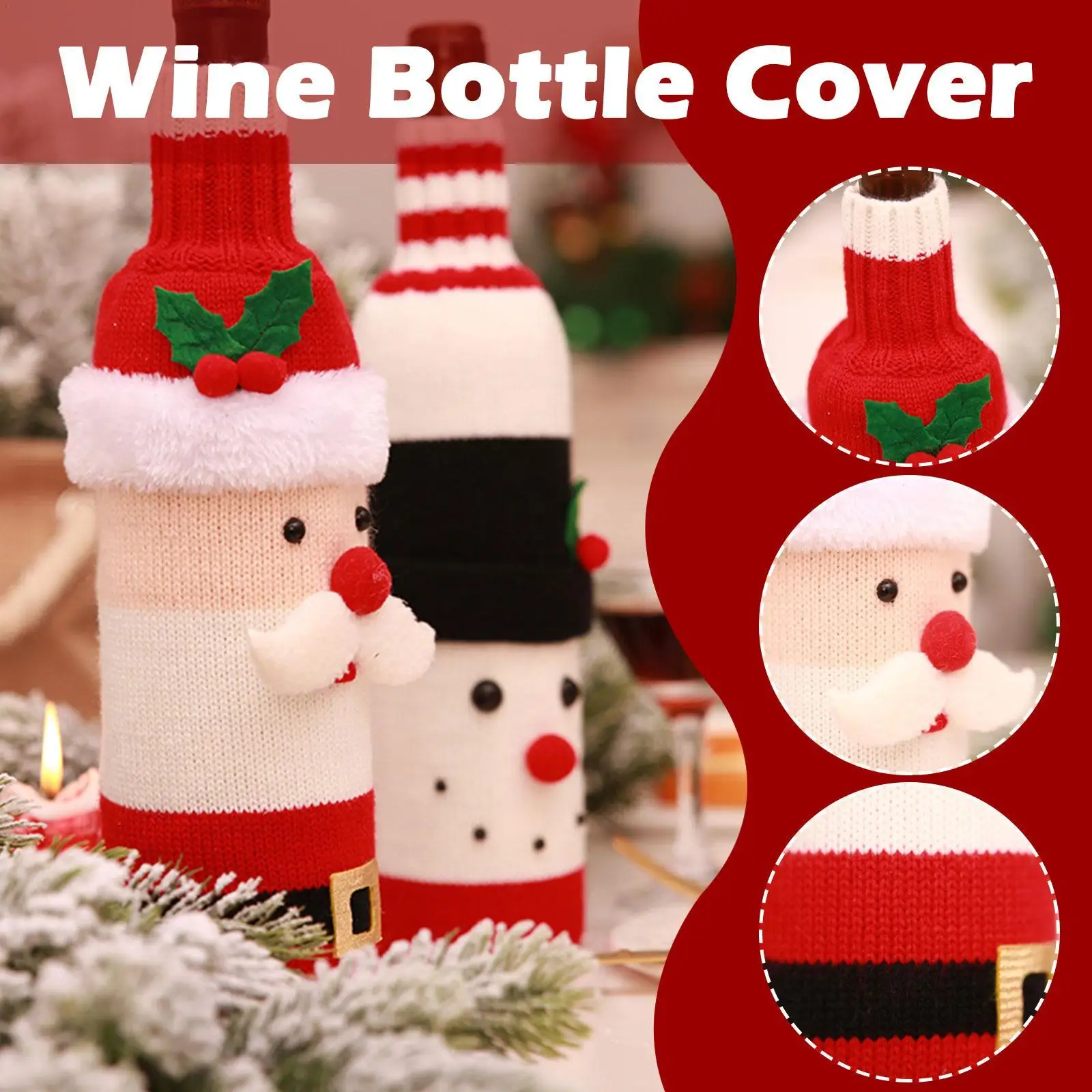 

Рождественский снеговик винная бутылка практичный тканый чехол для винной бутылки Деда Мороза