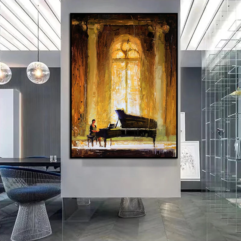 

Artist Who Plays The Piano Canvas Wall Decor Surrealism Music Art Prints Painting Picture Poster Living Room Home Decoration